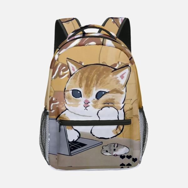 Mochilas populares de moda trabajadora gato estudiante bookbag cuaderno mochilas 3d estampado oxford impermeable/niñas mochilas de viajes casuales