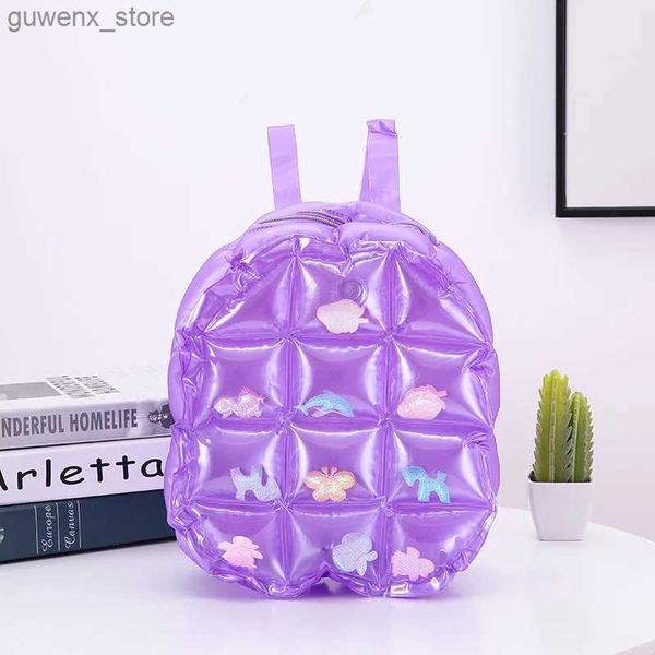 Mochilas de mochila PVC para niños mochilas bolsas de color de color caramelo inflable inflable suave bolso de hombro para niños livianos mochila y240411