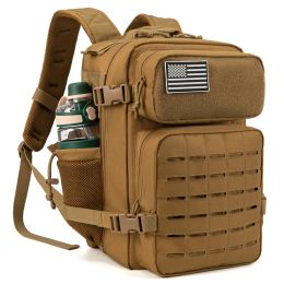 SACKPACKS QTQY 25L Military Tactical Backpacks for Men Army Laser Cut Mole Day Pack Small Bug Out Bag Gym Rucksack avec porte-tasse à double tasse