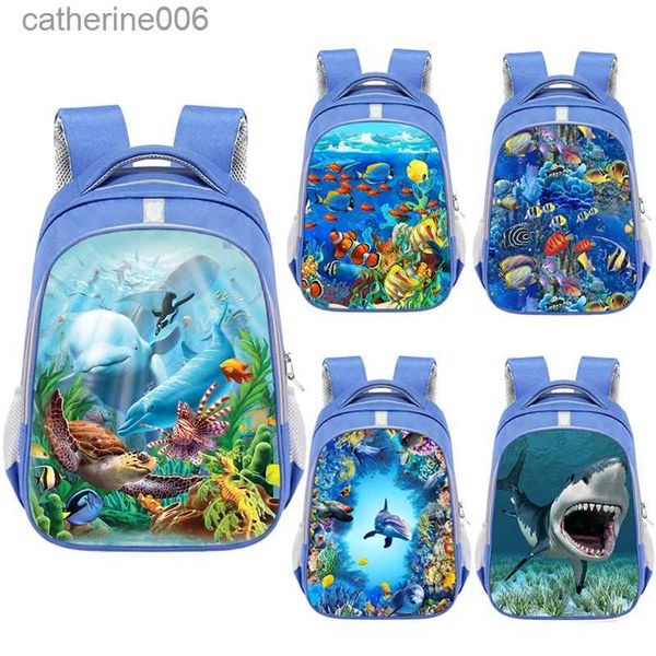 Mochilas Animal marino tortuga tiburón delfín mochila mujeres hombres mochila niños mochilas escolares para adolescentes niños niñas mochila escolar BookbagL231108