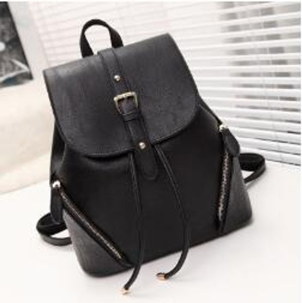 Sacs à dos Simple Fresh Madam Bag Voyage scolaire personnalisé Noir Sacs de marque Collège vent sac de voyage style sac à dos femme en cuir PU