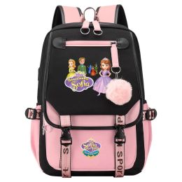 Sac à dos sofia princess garçons girls kids book books sacs bags femmes usb bagpack adolescents canvas ordinateur portable