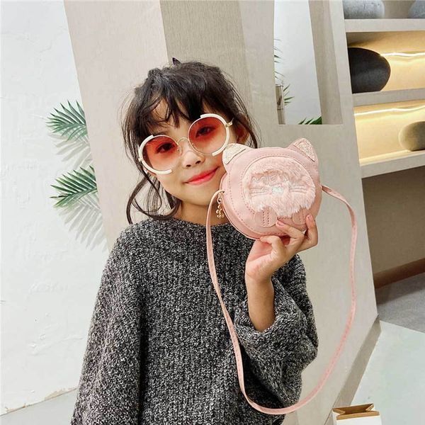 Mochilas Soft Plush Cartoon Cat Animal Mujeres Monedero Mini Lindo Oval Cremallera Niños Chica Monedero Tarjeta USB Cable Bolsa Clave 230823