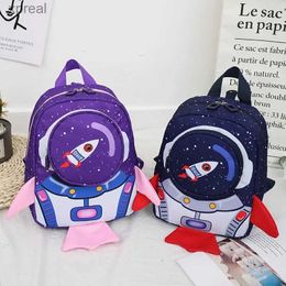 Rugzakken Space Rocket Gedrukte kinderrugzak tractie touw Anti Lost Light Kindergarten Schooltas Early Education Bag WX WX
