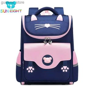 Mochilas Sun Eight New 2024 3d Pink Cat Girls School Bag Orthodoncia Mochila nueva Investigación infantil mochila plegable y240411