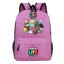 Rugzakken TOCA LIFE WORLD Game Backpack Girls Cute Cartoon Book Bag Schoolbag Dames Rucksack Toca Boca Print Bagpack Kids Anime Bag Mochila