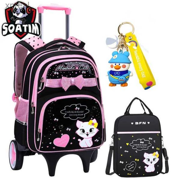 Backpacks chariot pour enfants sacs d'école avec roues mochilas enfants sac à dos chariot de chariot pour filles sac à dos sac à dos bookbag pour enfants wx