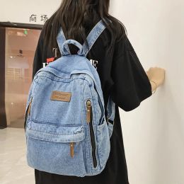 Backpacks vintage denim sac à dos 2023 Nouveaux sacs de voyage à la mode pour hommes et femmes élèves du lycée sacs d'école mochilas