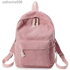Sacs à dos Femmes sac à dos velours côtelé Design sacs à dos scolaires pour adolescentes sac d'école rayé sac à dos sacs de voyage Soulder sac MochilaL231108