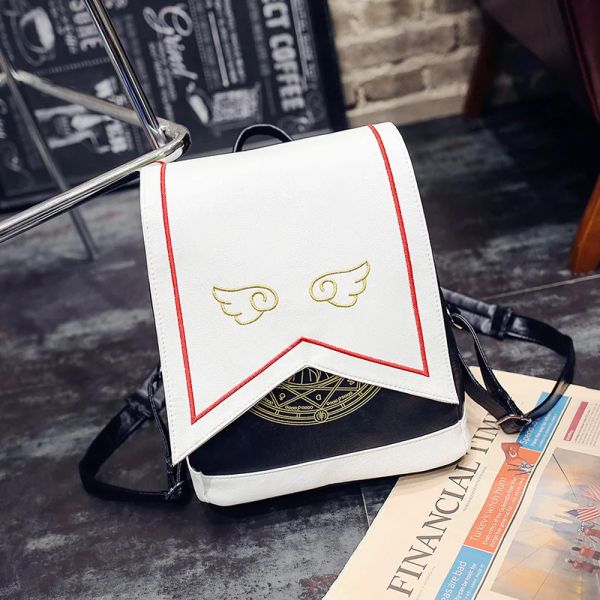 Sac à dos Femmes Sackepack broderies wings carte anime Captor Sakura Mignon Backpack Cardcaptor Sakura Sacs d'école d'imprimerie Lolita sac à dos