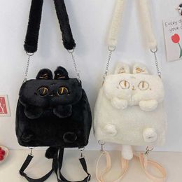 Sac à dos féminins mignon sac à banc de chat fille fille dessin animé fourrure backpackl2405