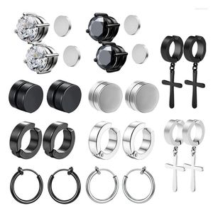 Backs oorbellen 1-10 paren roestvrij staal niet-piercing magnetische stud unisex cz magneet oorclip vrouwen en mannen punk hiphop oorrang set