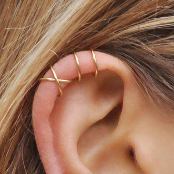 Pendientes traseros 1 par de pendientes de plata de ley 925, puños de oreja dobles/cruzados sin perforar para mujeres y hombres, joyería de cartílago