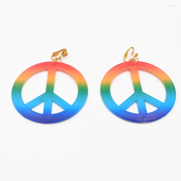 Pendientes traseros, 1 par de coloridos amuleto de la paz, accesorios de joyería para las orejas, Clip de agujero libre, suministros creativos para fiestas