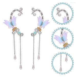 Boucles d'oreilles Backs 1 paire Elf Ear Cuffs Girls Fairy Pearl Butterflys