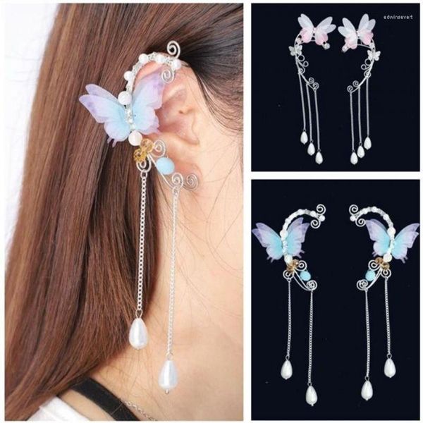 Pendientes traseros 1 par borla HANFU sin Piercing brazalete pendiente Cosplay fiesta No mujer Accesorios