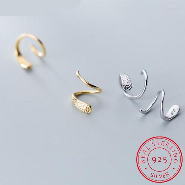 Pendientes traseros 100% Plata de Ley 925 Anillo de hebilla de huesos del oído con forma de serpiente para mujer Empaquetado apretado Mini Doble DA266