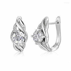 Boucles d'oreilles Backs 1ct Iced Moissanite Clip Femme Argent Sterling 925 D VVS1 Lab Diamond Huggie Plaqué Or Blanc Pass