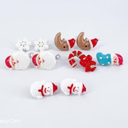 Dos Boucles D'oreilles 1 paire De Noël Boucle D'oreille Mignon Enfant De Noël Candy Cane Flocon De Neige Clips Enfants Cadeaux Paryt Décoration