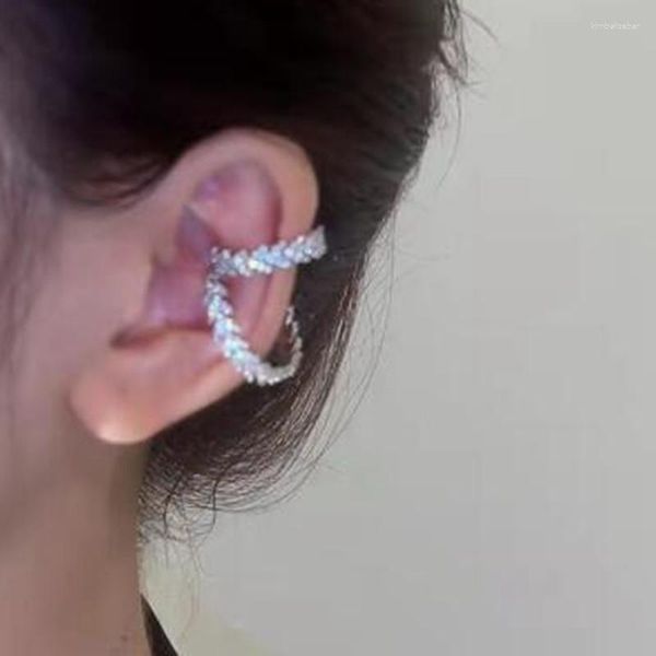 Dos Boucles D'oreilles 1 PC Beauté Cristal Zircon Oreille Poignets Argent Plaqué Métal Feuille Aucun Piercing Faux Cartilage Clip Pour Les Femmes