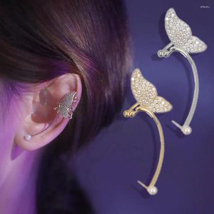 Boucles d'oreilles dos 1 pièce, Clips d'oreille papillon pour femmes, mode coréenne, Clip de manchette en Zircon scintillant, bijoux de perçage de mariage esthétiques KDE133