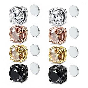 Backs Oorbellen 1PC Kristal Sterke Magnetische Oor Stud Clip Voor Mannen En Vrouwen Punk Ronde Zirkoon Magneet Non-piercing Sieraden