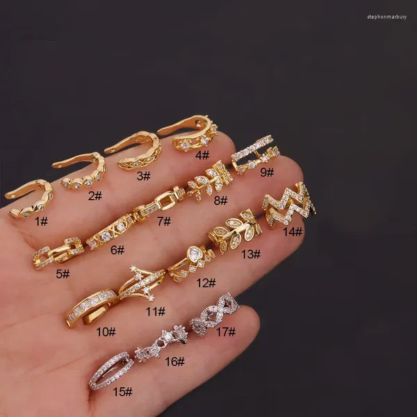 Boucles d'oreilles à dos 1 pièce, faux Piercing, Clip d'oreille en acier inoxydable, géométrie de feuille, anneau de manchette en Zircon pour femmes, bijoux PIERC tendance 2023