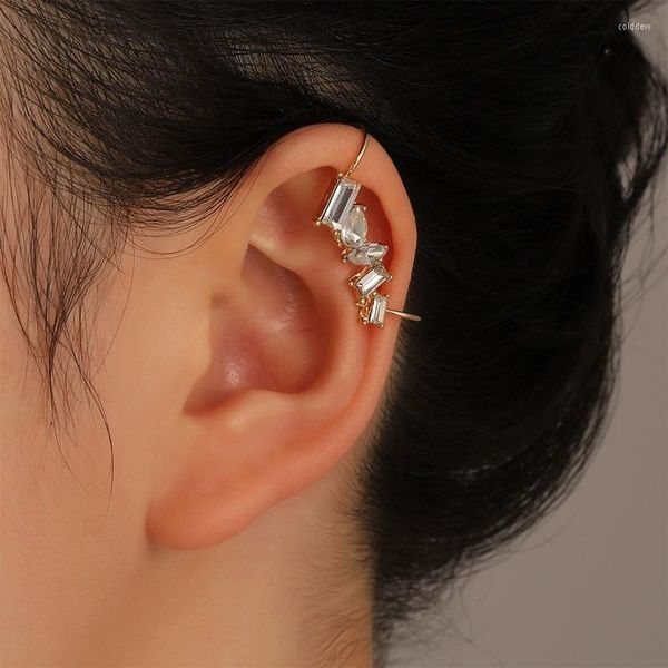 Pendientes traseros, 1 pieza, pendientes a la moda con Clip para cartílago de diamantes de imitación, pendientes sin perforación sin joyería perforada para mujeres, niñas y adolescentes