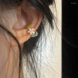 Boucles d'oreilles arrière 1pc kpop mode vitrage Clip de l'oreille de fleur colorée pour les femmes fausses chèques perçants goth y2k esthétique mignonne bijoux