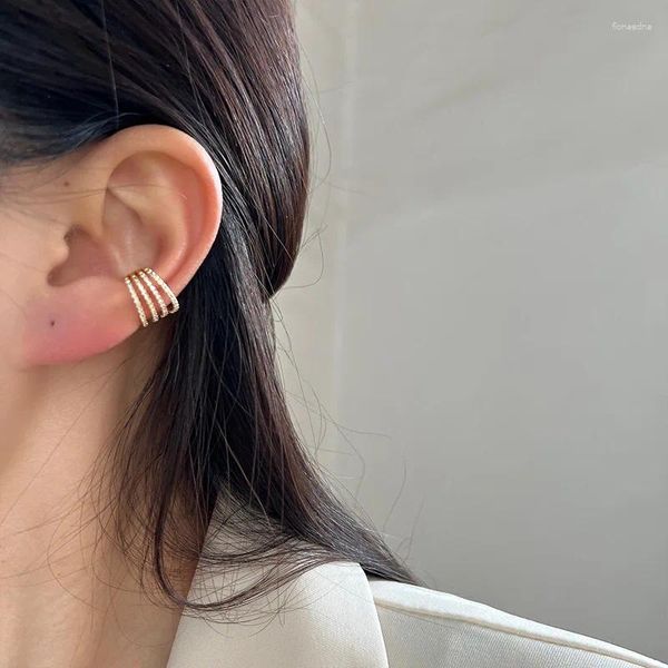 Boucles d'oreilles à dos avec Micro-incrustation, Clip en os pour femme, tempérament tendance, sans oreilles ni Clips percés, 1 pièce, 2024