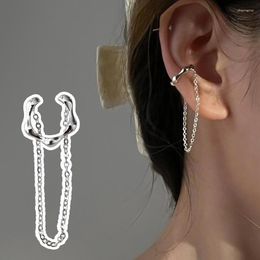 Orecchini posteriori 1PC Clip per orecchio non penetrante senza foro per le donne Colore argento Semplice catena appesa Kpop Cuff Earing Jewelry EF058