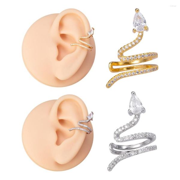 Pendientes traseros 1pc Rock Vintage Zircon Clip de serpiente para Unisex Moda minimalista Punk Fake Piercing Earbone Ear Cuff Body Jewelry Gifts