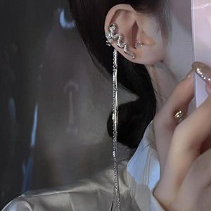 Dos Boucles D'oreilles 1PC Argent Couleur Punk Serpent Gland Non-Piercing Manchette Oreille Clip Boucle D'oreille Pour Les Femmes Brillant Strass Chaîne Faux Cartilage