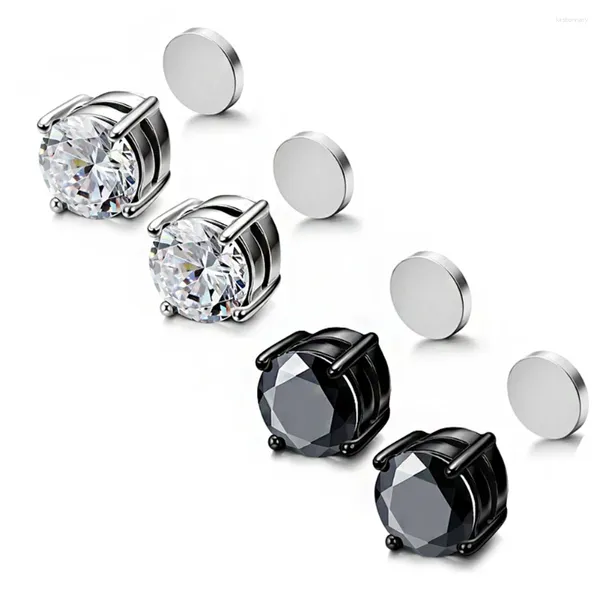 Boucles d'oreilles arrière 1PC Zircon Magnetic Ear Stud Clip pour hommes et femmes Punk Round Advanced Shiny Magnet Faux Bijoux non perçants