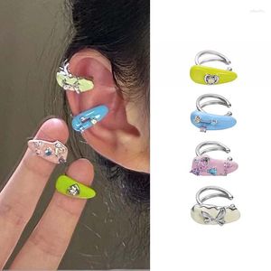 Dos boucles d'oreilles 1 pièces coloré Zircon goutte glaçure oreille manchette pour les femmes coréen doux mignon Non-piercing Wrap Clip Y2K bijoux cadeaux