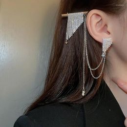 Dos boucles d'oreilles 1 pièces luxe géométrique irrégulier plein strass oreille Clips pour femmes personnalité cristal bijoux Brincos