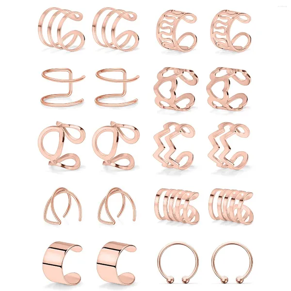 Boucles d'oreilles à dos en acier inoxydable, or rose, réglable, Non perçant, Clip sur enveloppe, faux manchette d'oreille, anneau de nez, lèvres, 2 à 20 pièces