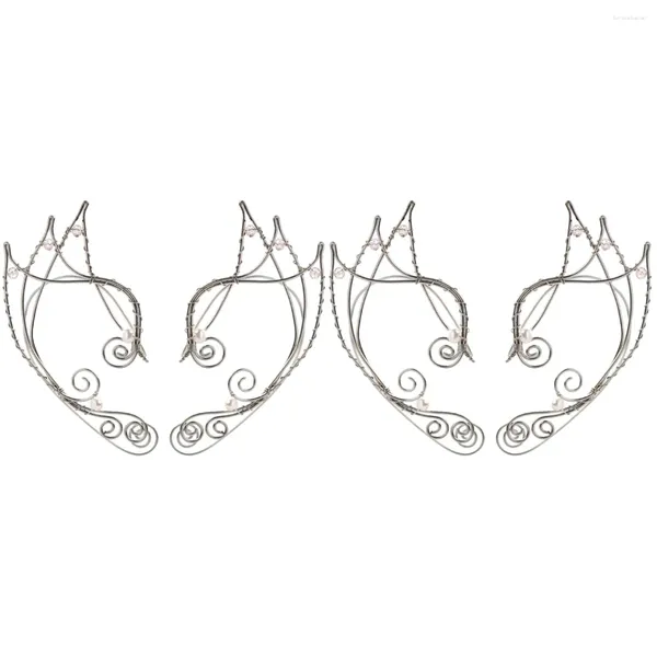 Boucles d'oreilles à dos, 2 paires, manchettes d'oreilles elfe, accessoire de Costume de fée pour mariage, Halloween, noël