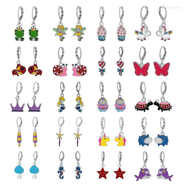 Boucles d'oreilles arrière 20 paires / lot Fashion Silver Stud pour femmes mélange des poignets d'oreille à clips d'animaux colorés bijoux en gros