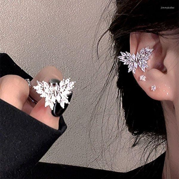 Dos boucles d'oreilles 2023 mode Zircon brillant papillon oreille manchette Non-piercing coréen Simple femme conception Clip bijoux en gros