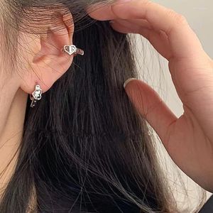 Backs oorbellen 2023 Japan retro hartgordel tailleband vorm kleine oorclip oorrang vrouwen metaal zilveren kleur manchet esthetische sieraden