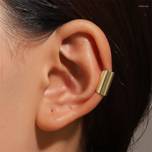 Dos Boucles D'oreilles 2 pcs En Métal Clip D'oreille Personnalité Long Tube Sans Poignets Piercing Pour Les Femmes Européenne Et Américaine Os