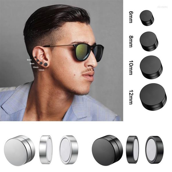 Dos boucles d'oreilles 2 pièces cercle rond Non Piercing aimant fort magnétique Punk hommes oreille Clip 6/8/10/12mm femmes faux