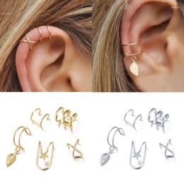 Backs Earrings 5Pcs/Set Ear Cuff Earings Clip On Vintage For Women Punk Fake Non-piercing Oorbellen Pircing Aretes Jewelry