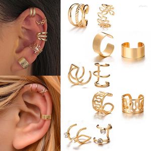 Boucles d'oreilles arrière 6 / 12pc bohème oreille de manchette d'or feuilles de feuille de feuilles pour femmes sans perçage de faux bijoux de cartilage simple cadeaux