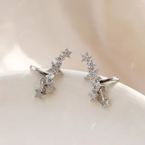 Backs oorbellen 925 Silvertate Zircon Star Cuff Non-Piercing Ear Clip Earring For Women Fashion Jewelry E1183