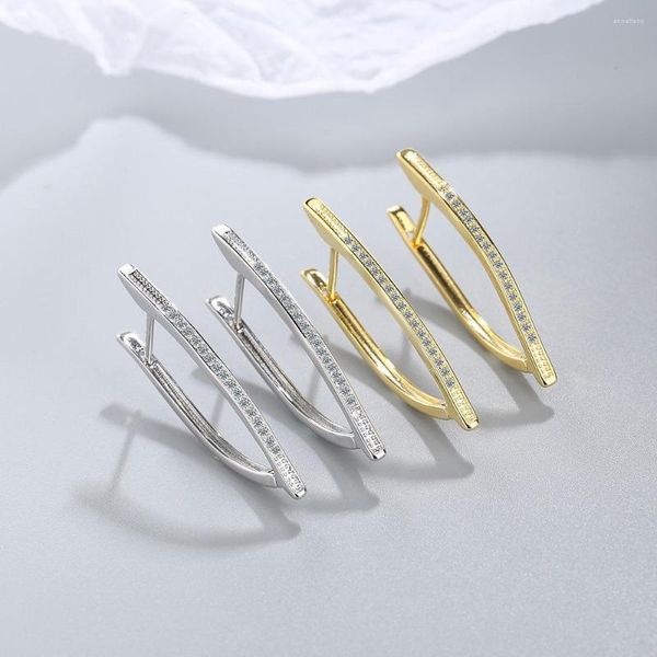 Pendientes traseros de Plata de Ley 925 para mujer, dulce y elegante triángulo en V, excelente, Simple, grande para mujer y niña, joyería de fiesta a la moda