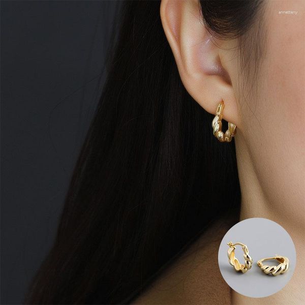 Dos boucles d'oreilles 925 en argent Sterling or irrégulier pour femmes fille vague Design de mode bijoux cadeau d'anniversaire goutte