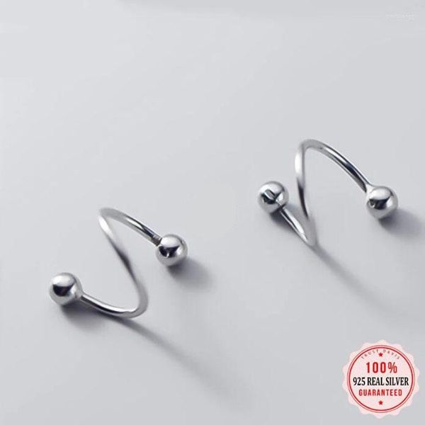 Dos Boucles d'oreilles 925 Sterling Silver Femmes Petite Boule Perles Oreille Os Boucle Anneau Bien Emballé Mini Double Boucle D'oreille DA1157