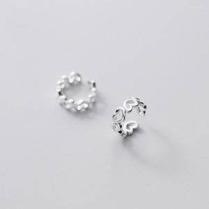 Boucles d'oreilles Backs ACH5 Real 925 Sterling Silver Heart Ear Cuff Wrap Simple Non-Perced Hollow Cuff Clip On For Women
